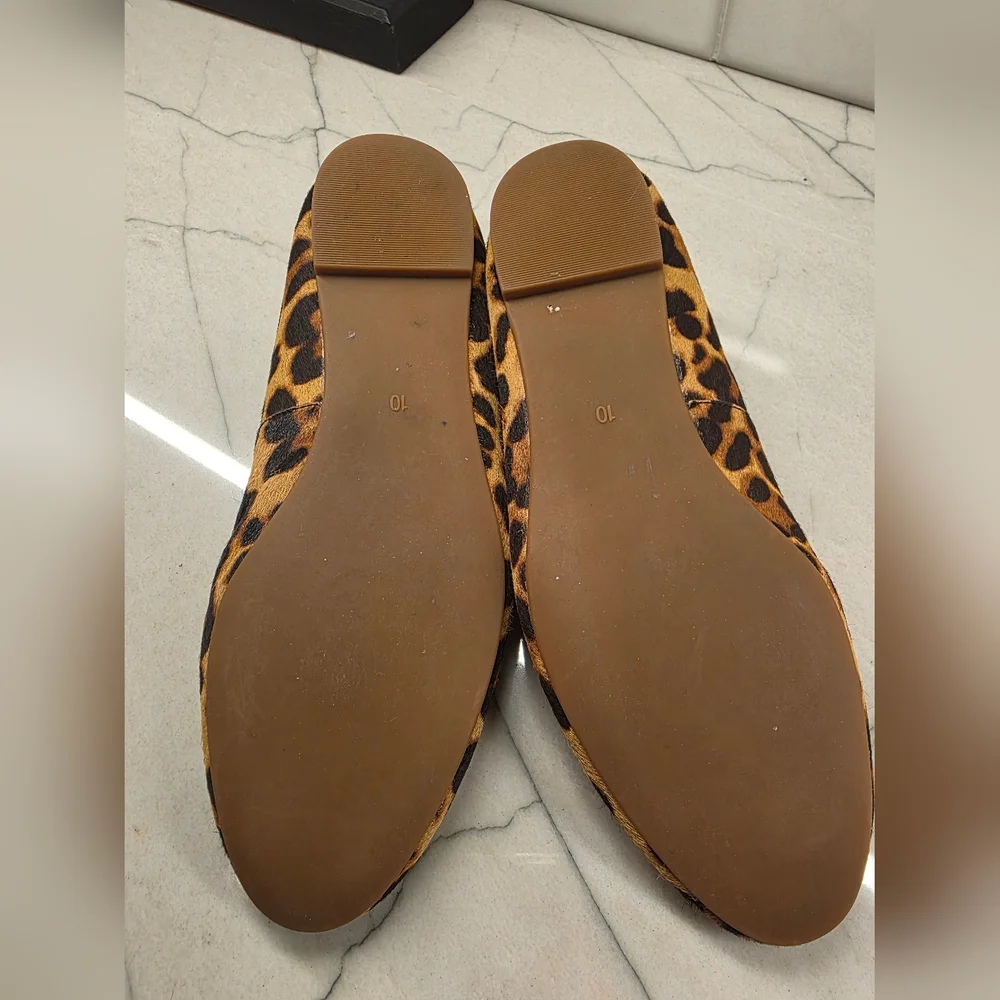 Madewell The Reid Ballet Flat In Leopard Calf Hair Size 10